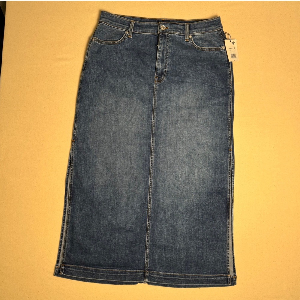 7 For All Mankind Fawn Midi Denim Skirt Women's 31 Split Casual